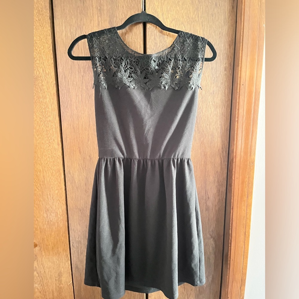 Lace top black dress